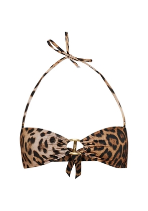 Moschino ring leopard-print beachwear top - Neutrals