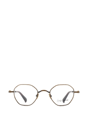 Yohji Yamamoto geometric-frame titanium glasses - Brown