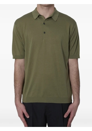 John Smedley buttoned ribbed polo shirt - Green