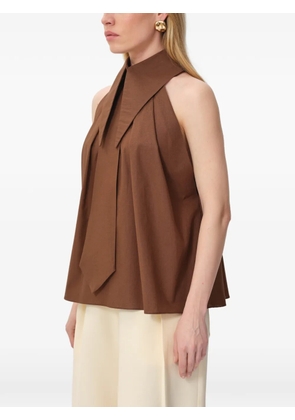 CONCEPTO Sunlit collar-button blouse - Brown