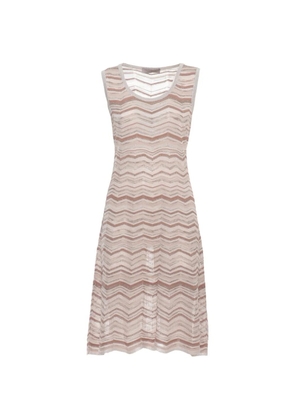 D.Exterior zigzag sleeveless midi dress - Neutrals