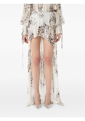 Blumarine Georgette butterfly-print skirt - White