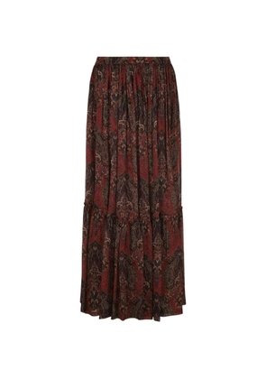 Saint Laurent ruffled paisley maxi skirt - Red