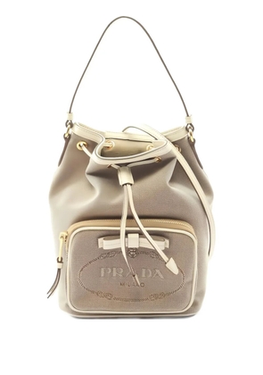 Prada Pre-Owned 2010s logo-detail bucket bag - Neutrals
