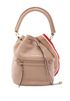 Miu Miu Pre-Owned 2010s drawstring-detail leather bucket bag - Neutrals