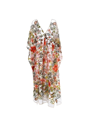Agua Bendita Lucerna floral-embellishment midi dress - Neutrals