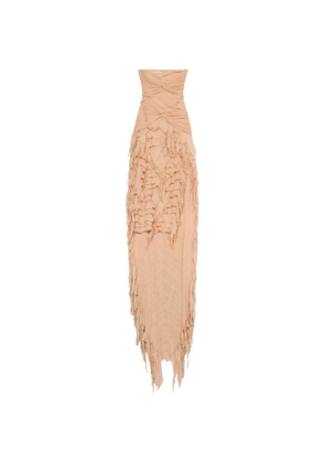 Blumarine ruched ruffled maxi dress - Neutrals