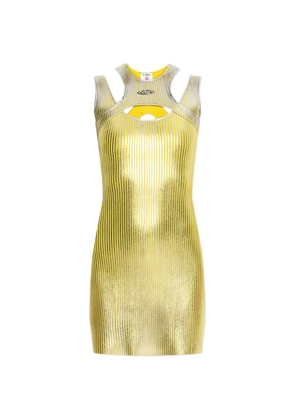 Casablanca cut-out foil-printed mini dress - Yellow