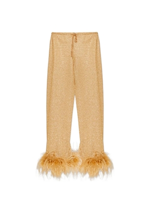 Oséree feather-trim trousers - Gold