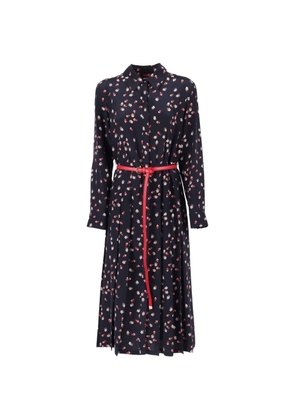 Max Mara floral belted silk dress - Blue