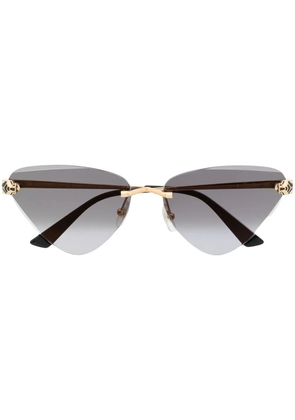 Cartier Eyewear panther-plaque cat-eye sunglasses - Black