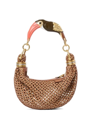 Chloé small Bracelet bird-handle woven tote bag - Brown