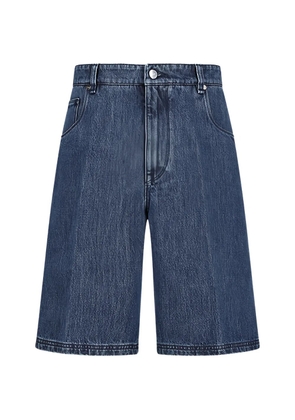 FENDI logo-patch denim shorts - Blue