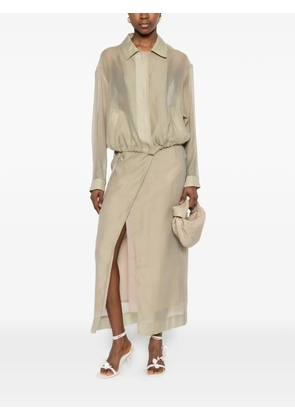 Su wrap-design midi skirt - Green