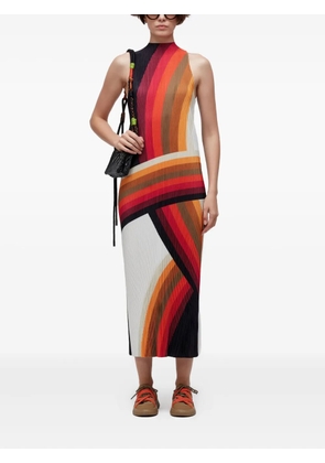 Osklen plisse stripe midi dress - Red