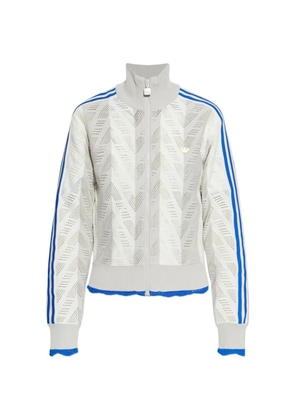 adidas stripe open-knit sweatshirt - Grey