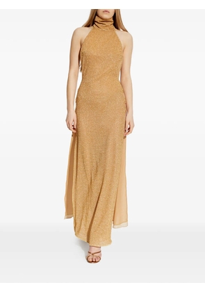 Oséree roll-neck ring-detail maxi dress - Gold
