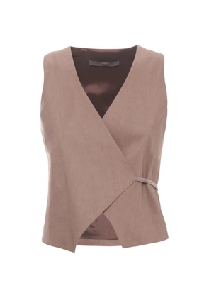 D.Exterior tie-detail sleeveless waistcoat - Neutrals