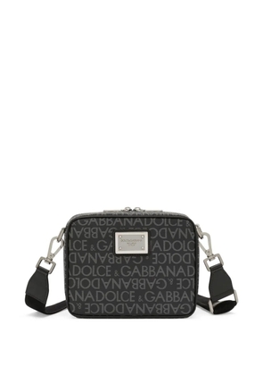 Dolce & Gabbana logo-plaque monogram-pattern shoulder bag - Black