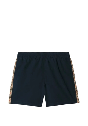 Burberry Check trim swim shorts - Blue