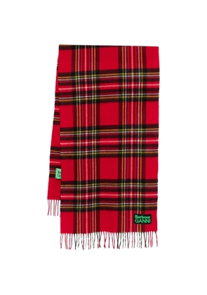 Barbour x GANNI check fringed scarf - Red