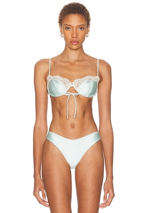 Montce x Elsa Hosk Lena Bikini Top in Seafoam Silkie - Baby Blue. Size L (also in M, S, XL, XS).