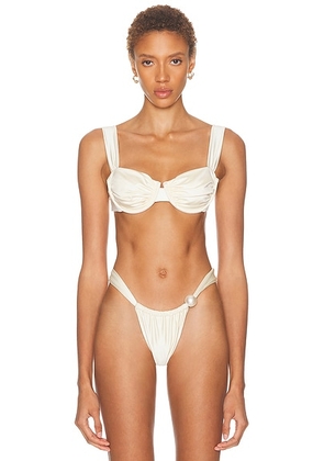 Montce X Elsa Hosk Bella Bikini Top in Cream Silkie - Cream. Size L (also in M, S, XL, XS).