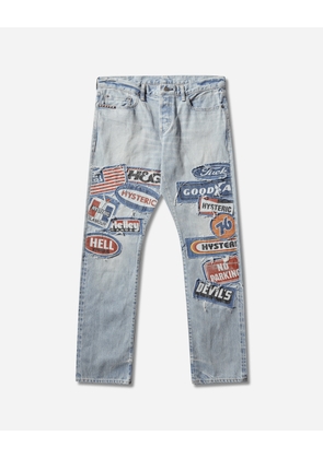 Men s DPC Processed Slim Straight Denim Pants Light Indigo Blue