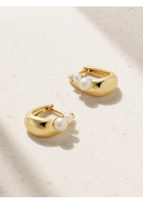 Mizuki - 14-karat Gold, Pearl And Diamond Hoop Earrings - One size