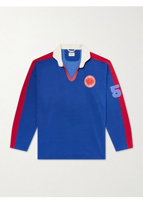 BODE - Lakewood Appliquéd Jersey Polo Shirt - Men - Blue - S