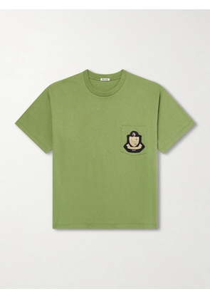 BODE - Logo-Appliquéd Cotton-Jersey T-Shirt - Men - Green - S