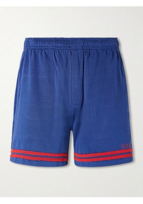 BODE - Lakewood Straight-Leg Logo-Embroidered Striped Jersey Shorts - Men - Blue - XS