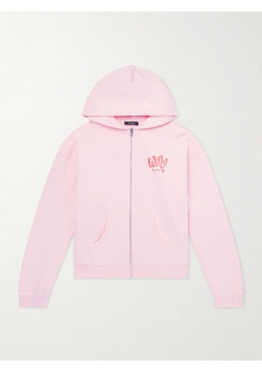 Willy Chavarria - Willy Ropita Logo-Print Cotton-Jersey Zip-Up Hoodie - Men - Pink - S