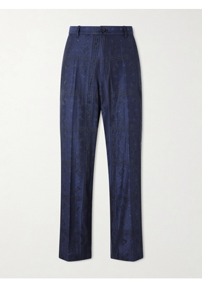 Blue Blue Japan - Straight-Leg Cotton-Blend Jacquard Trousers - Men - Blue - S