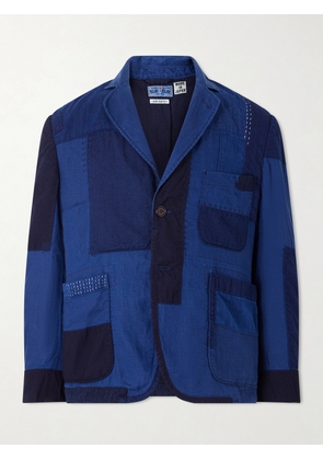 Blue Blue Japan - Nenrin Indigo-Dyed Patchwork Linen Blazer - Men - Blue - S