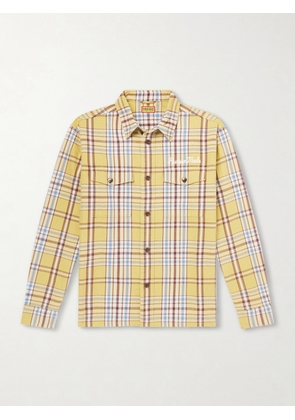 Human Made - Logo-Embroidered Checked Cotton-Flannel Shirt - Men - Yellow - S