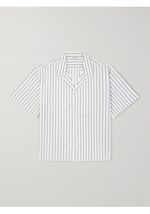 A Kind Of Guise - Samata Camp-Collar Striped Cotton, Silk and Linen-Blend Shirt - Men - Green - XS