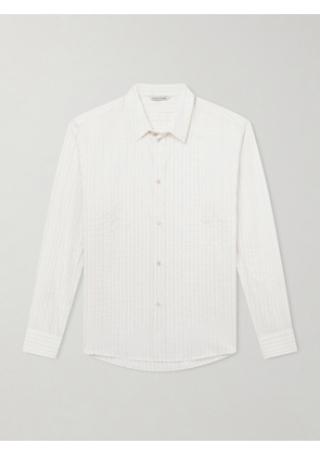 A Kind Of Guise - Fulvio Pinstriped Cotton, Silk and Linen-Blend Shirt - Men - Neutrals - XS