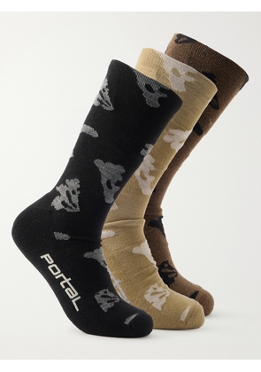 Portal - Lineage Three-Pack Cotton-Blend Socks - Men - Black - S