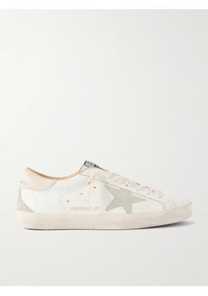 Golden Goose - Super-Star Distressed Suede-Trimmed Leather Sneakers - Men - White - EU 39