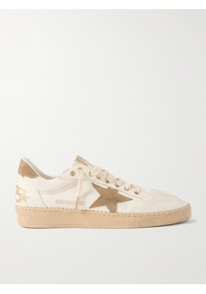 Golden Goose - Ball Star Distressed Suede-Trimmed Canvas Sneakers - Men - Neutrals - EU 39
