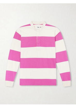 Drake's - Grandad-Collar Striped Cotton-Jersey Half-Placket Shirt - Men - Pink - S