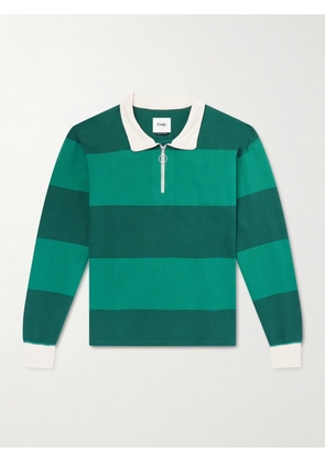 Drake's - Striped Cotton-Jersey Half-Zip Polo Shirt - Men - Green - XS
