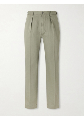 Drake's - Games Straight-Leg Herringbone Cotton Suit Trousers - Men - Green - UK/US 30