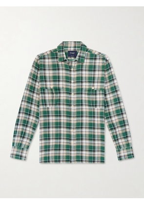 Drake's - Checked Cotton Shirt - Men - Green - S