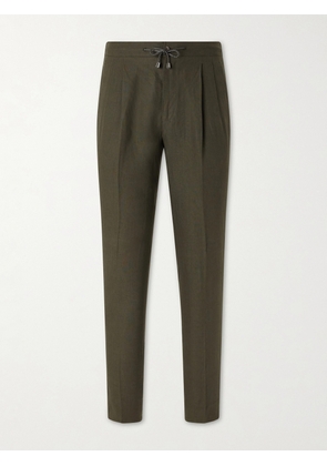 De Petrillo - Straight-Leg Pleated Linen Suit Trousers - Men - Green - IT 46