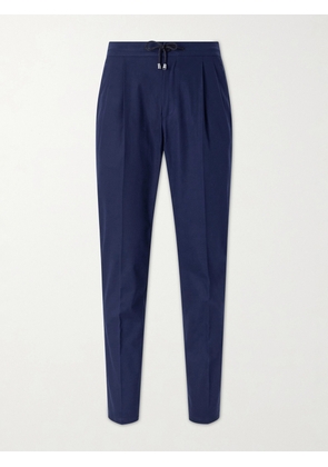 De Petrillo - Straight-Leg Pleated Cotton-Twill Trousers - Men - Blue - IT 46