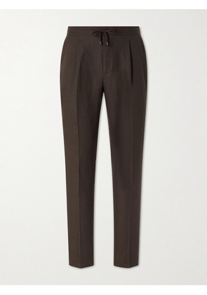 De Petrillo - Straight-Leg Pleated Linen Suit Trousers - Men - Brown - IT 46