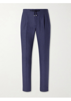 De Petrillo - Straight-Leg Pleated Linen Suit Trousers - Men - Blue - IT 46