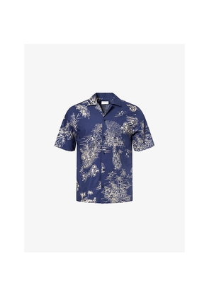 Mens Moncler Camp-Collar Floral Cotton Shirt